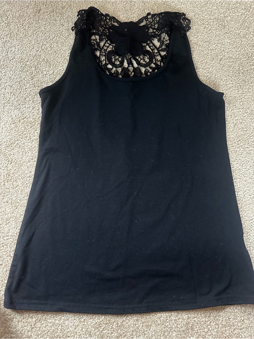 Black Lace-Back Sleeveless Women's Tank Top